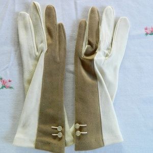 Vintage 1950s Two Tone Cotton Gloves Pinup VLV
